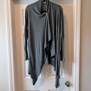 Slate Blue Cherish Sweater/cardigan, fits size L, fun bottom detail